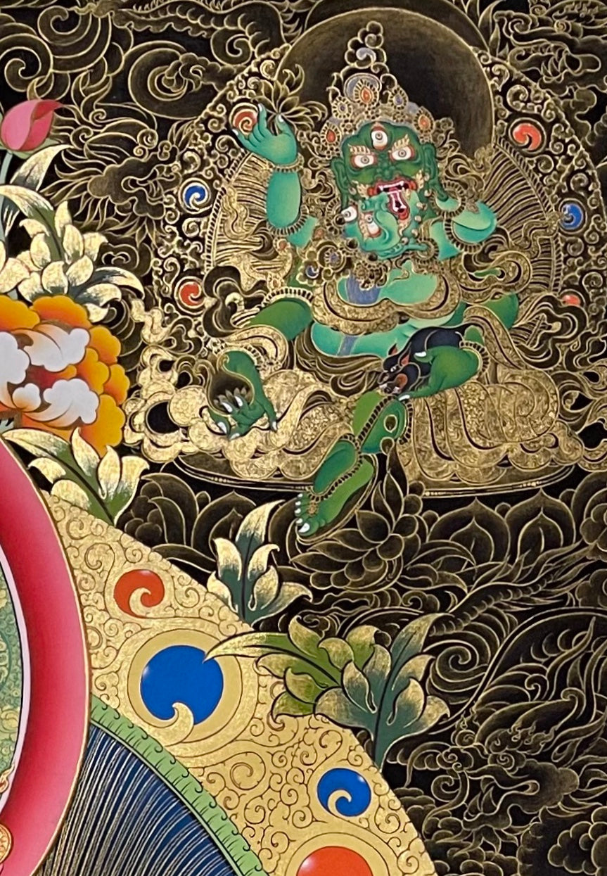 Jambhala thangka, detail: top-right corner