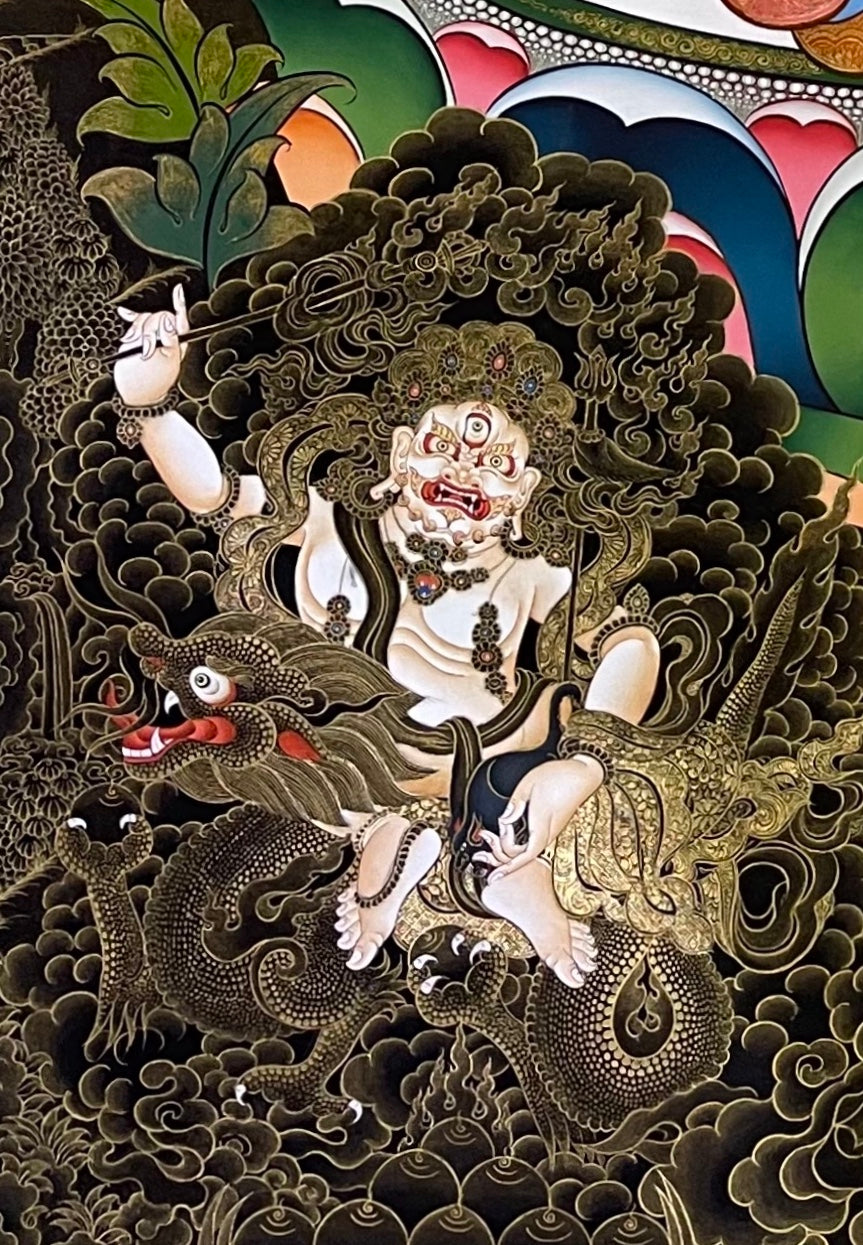 Jambhala thangka, detail: bottom-left corner