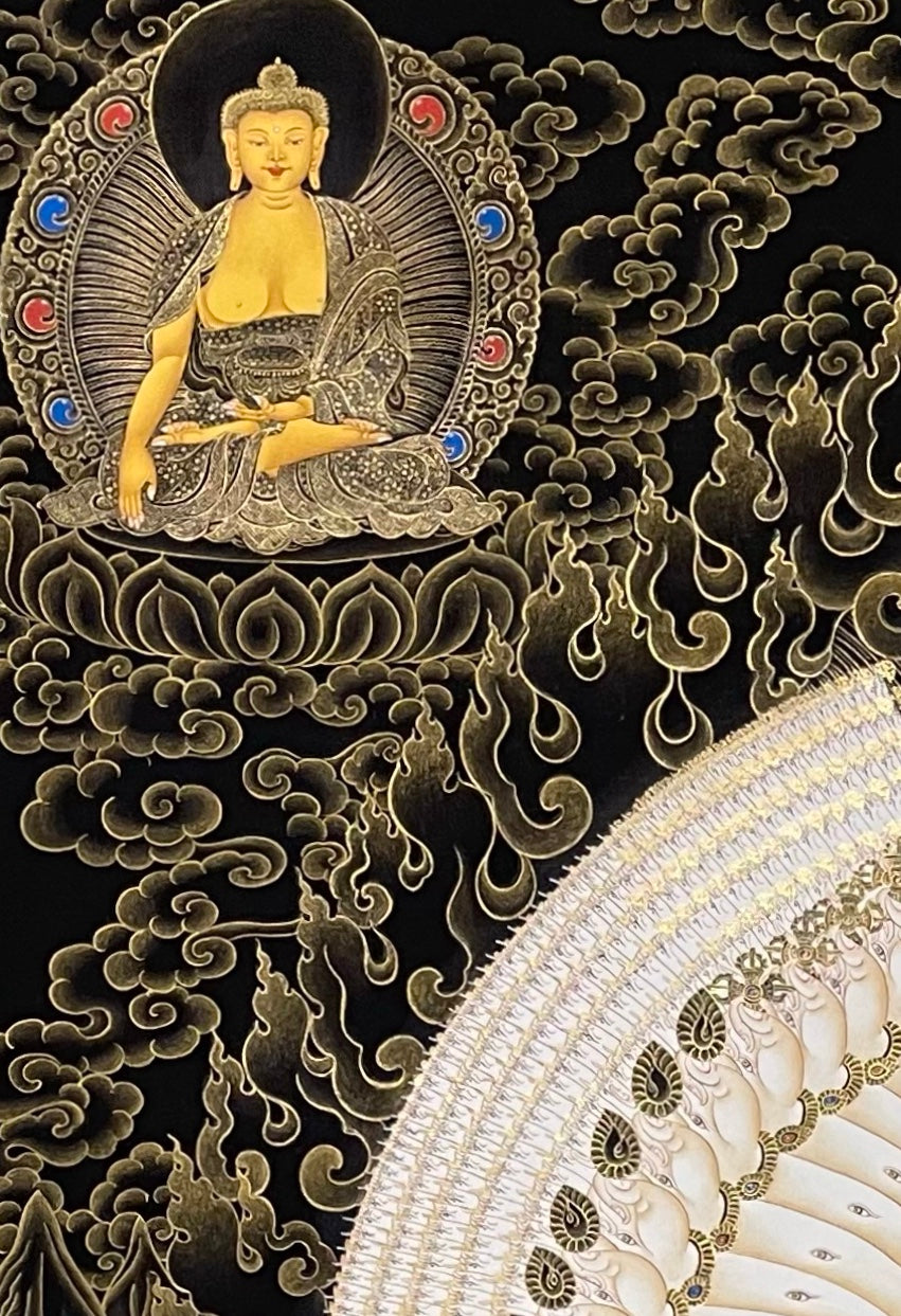 Dukkar thangka, detail: top-left corner