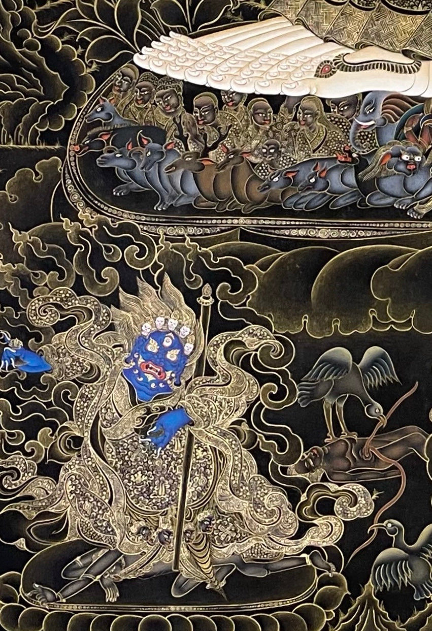 Dukkar thangka, detail: bottom-left corner
