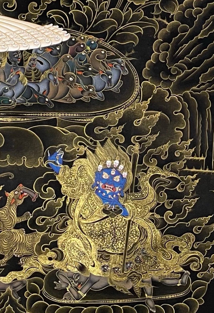 Dukkar thangka, detail: bottom-right corner