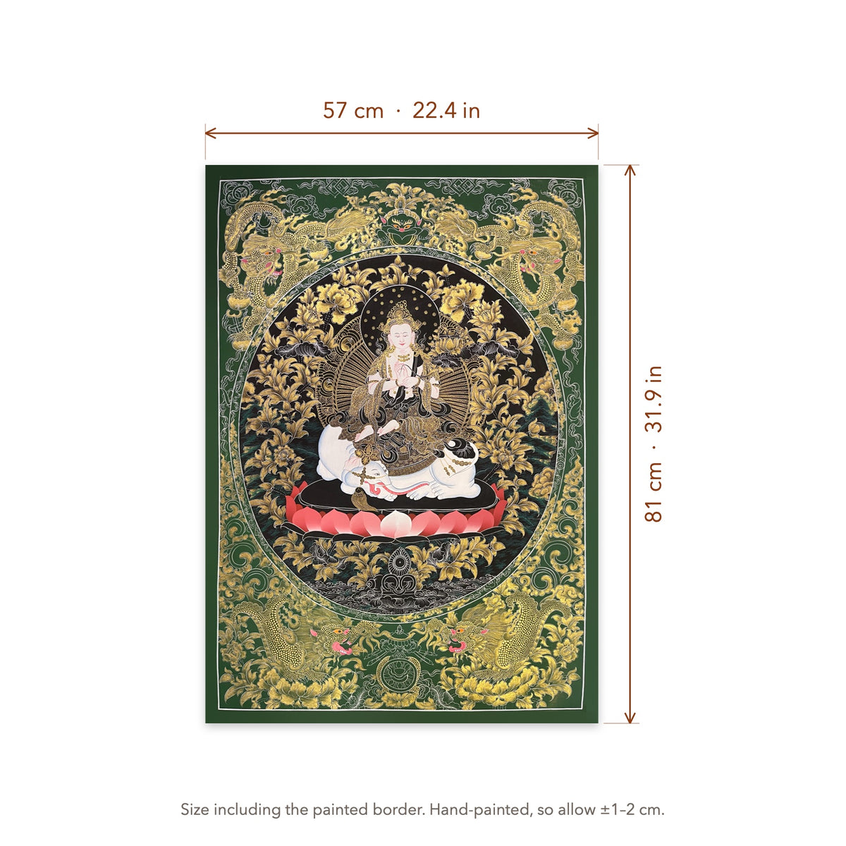 Size diagram: 57 × 81 cm (22.4 × 31.9 in), including the painted border