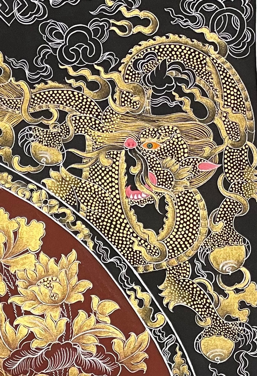 Vairocana thangka, detail: top-right corner