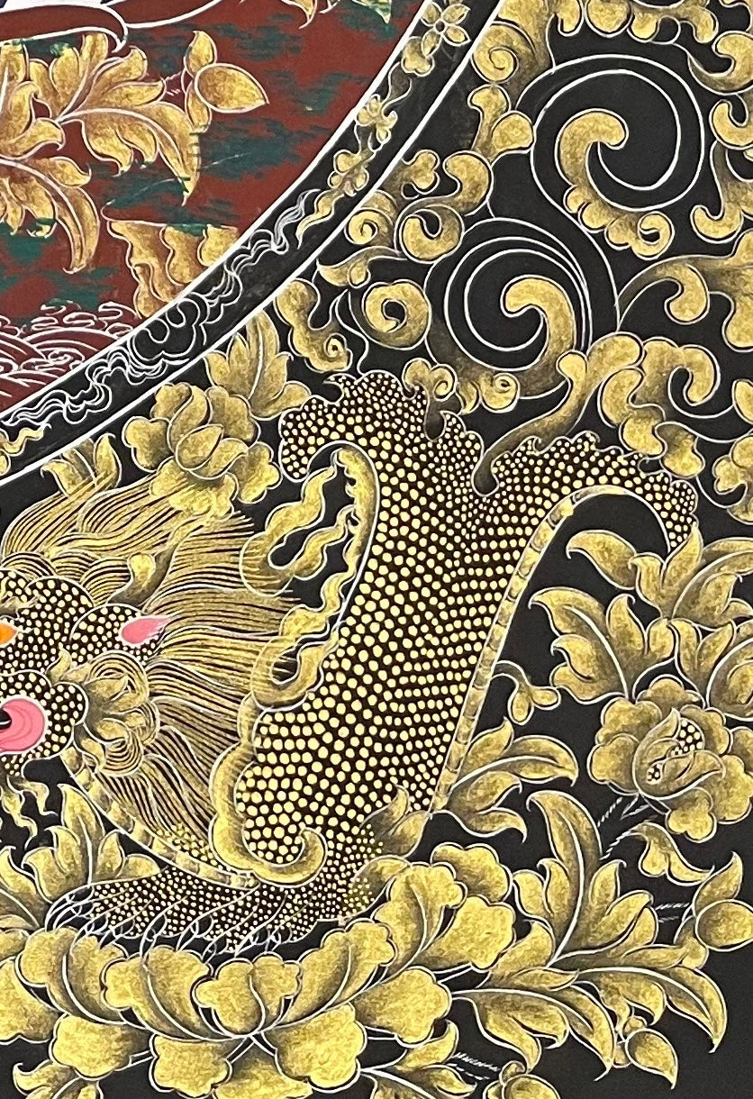 Vairocana thangka, detail: bottom-right corner