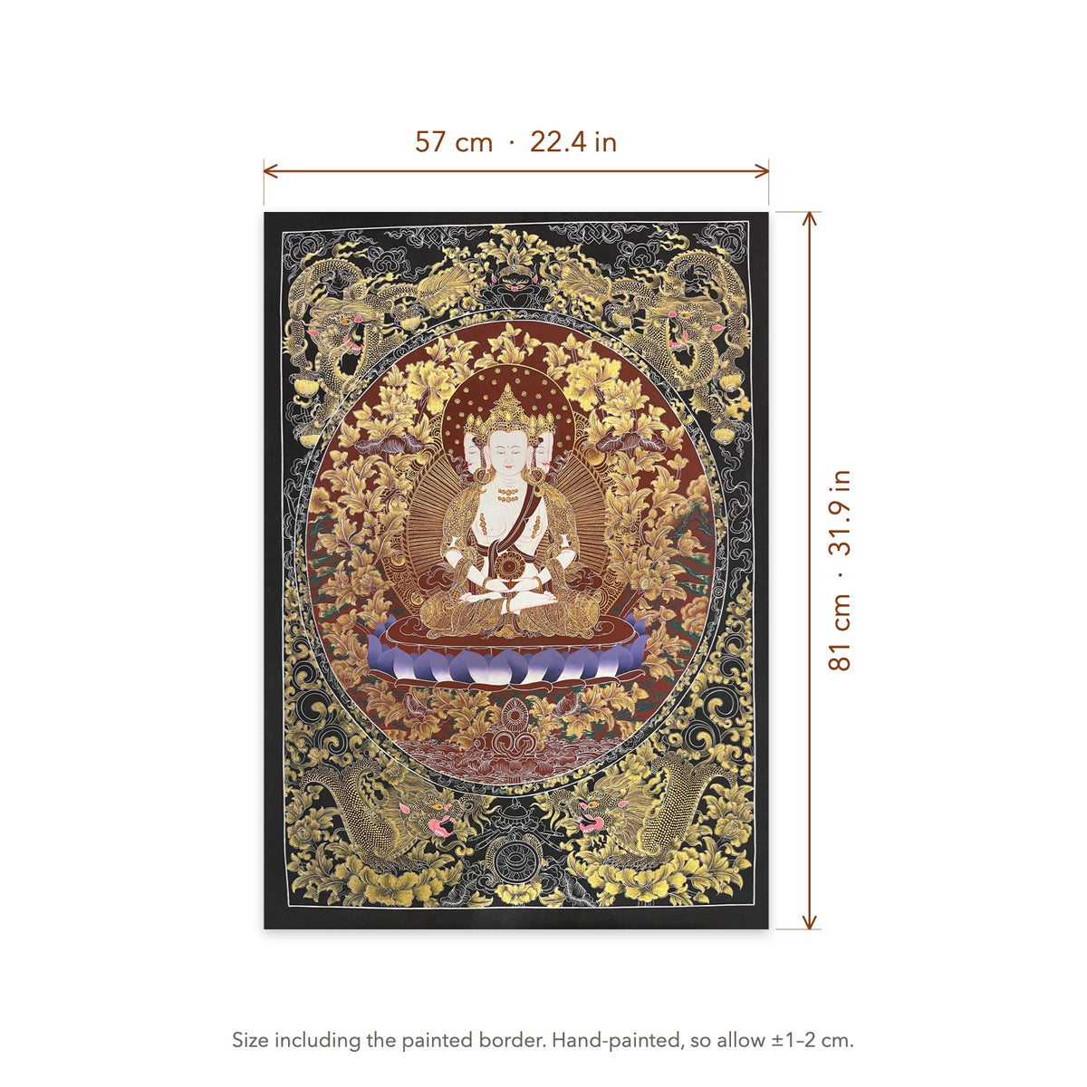 Size diagram: 57 × 81 cm (22.4 × 31.9 in), including the painted border