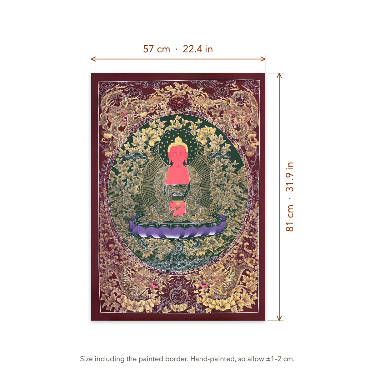 Size diagram: 57 × 81 cm (22.4 × 31.9 in), including the painted border