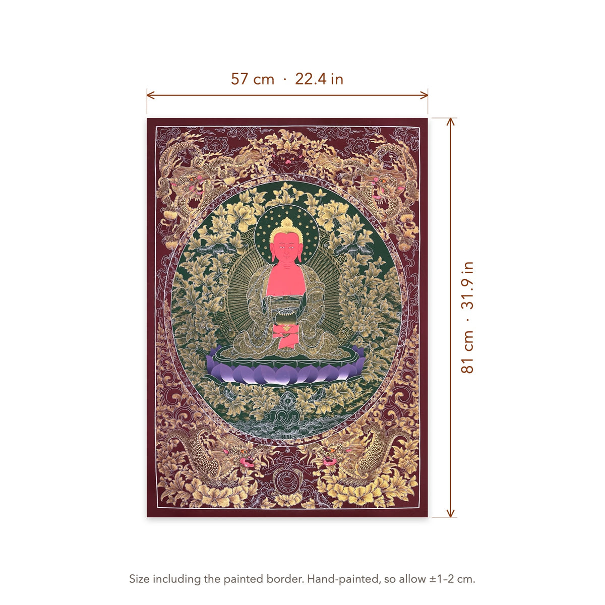 Size diagram: 57 × 81 cm (22.4 × 31.9 in), including the painted border