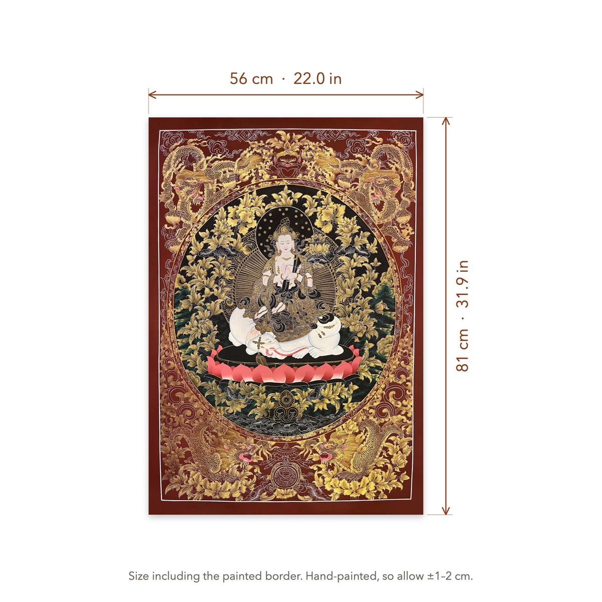 Size diagram: 56 × 81 cm (22.0 × 31.9 in), including the painted border