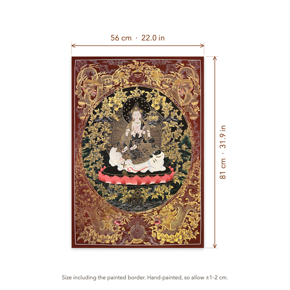 Size diagram: 56 × 81 cm (22.0 × 31.9 in), including the painted border