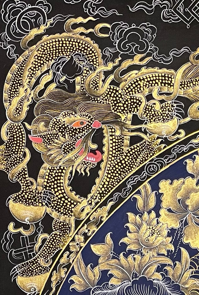 Vairocana thangka, detail: top-left corner