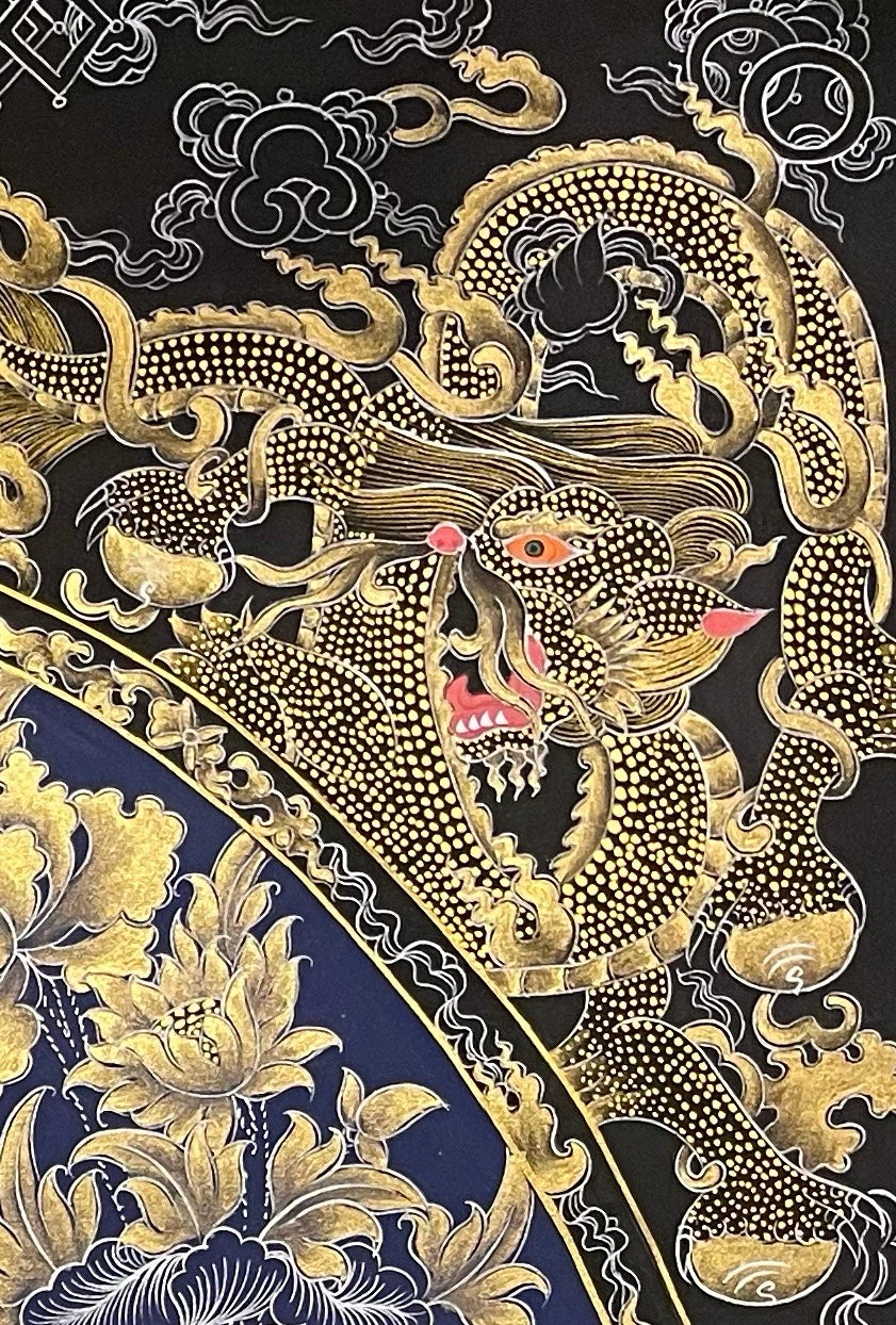 Vairocana thangka, detail: top-right corner