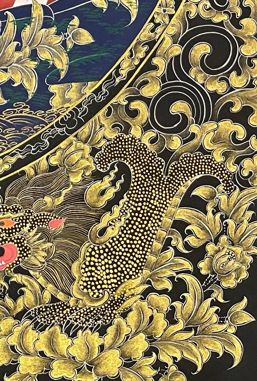 Vairocana thangka, detail: bottom-right corner