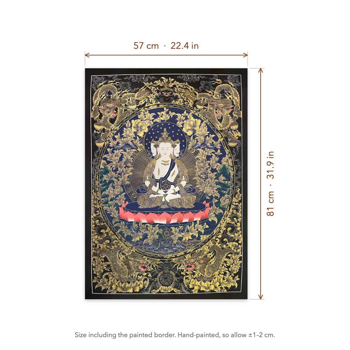Size diagram: 57 × 81 cm (22.4 × 31.9 in), including the painted border
