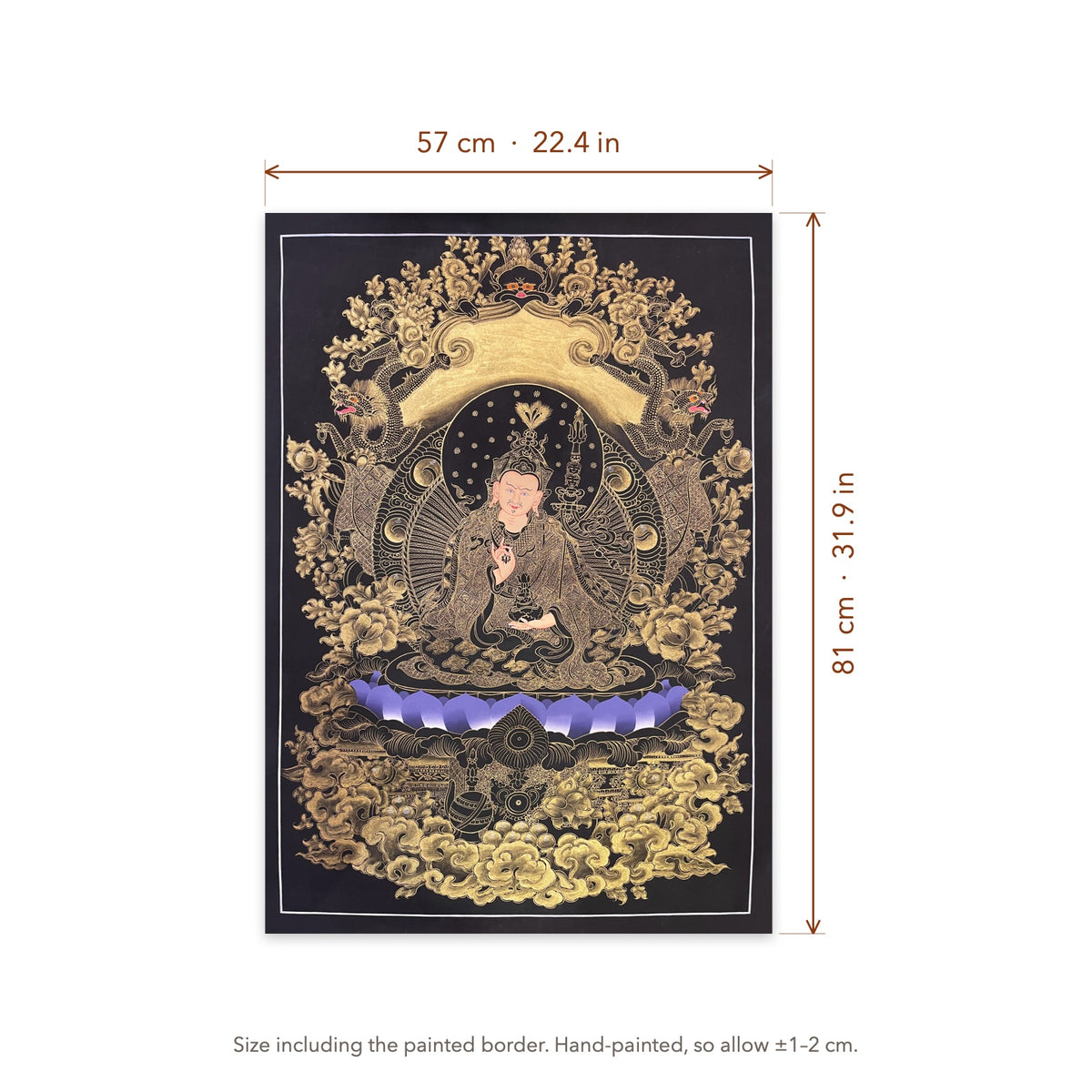 Size diagram: 57 × 81 cm (22.4 × 31.9 in), including the painted border