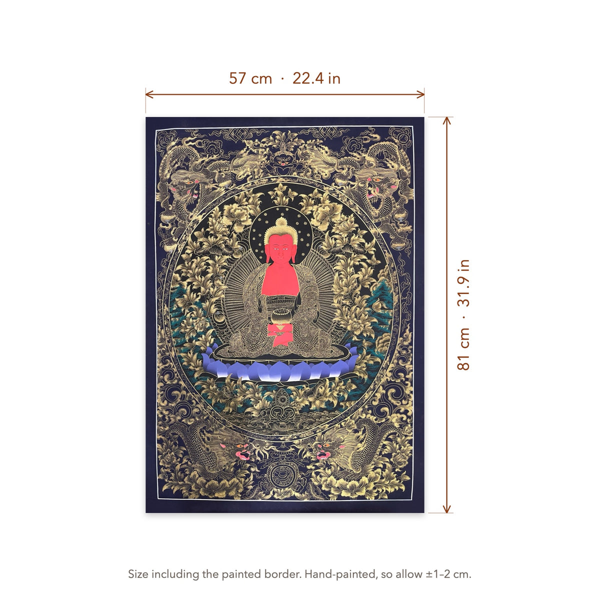 Size diagram: 57 × 81 cm (22.4 × 31.9 in), including the painted border