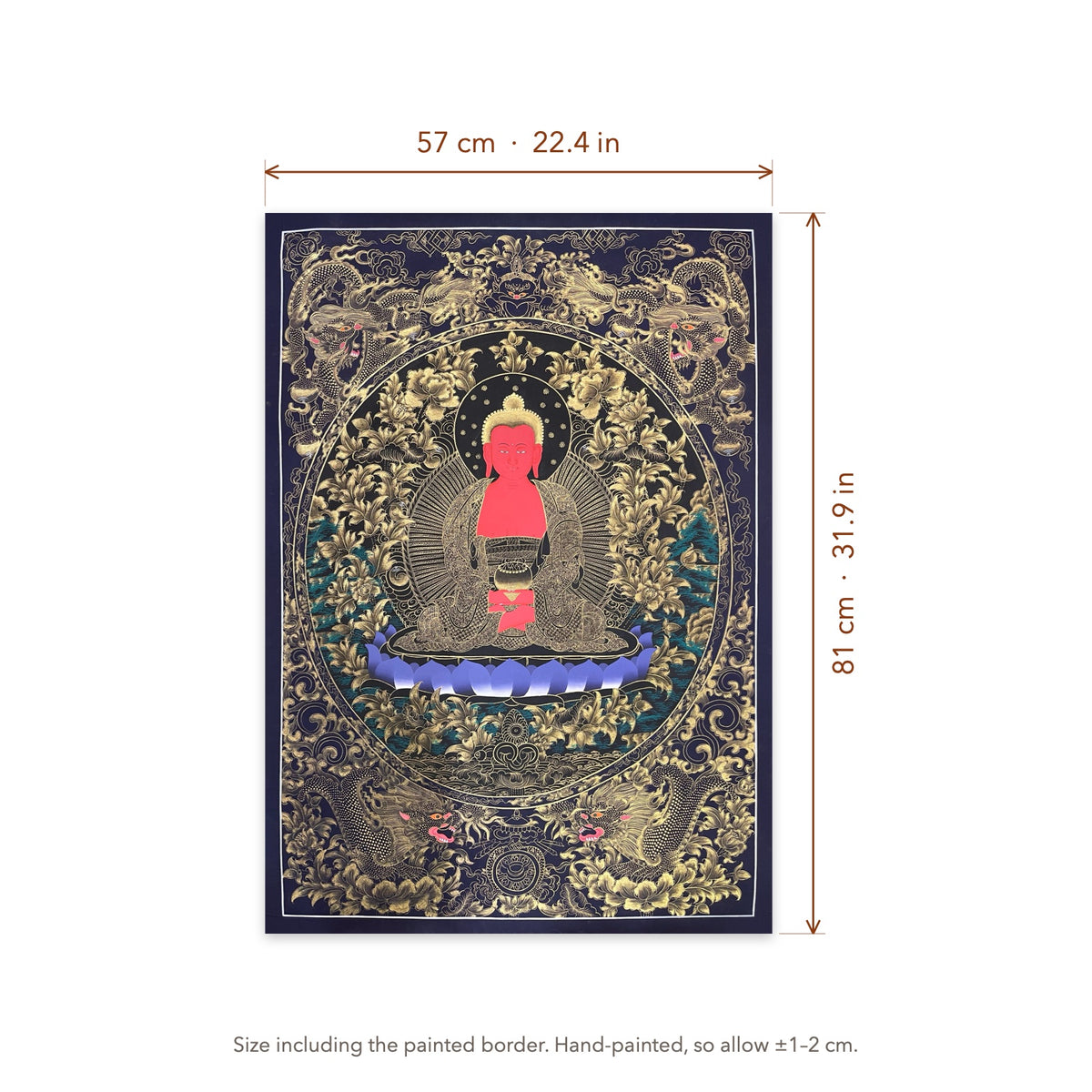Size diagram: 57 × 81 cm (22.4 × 31.9 in), including the painted border