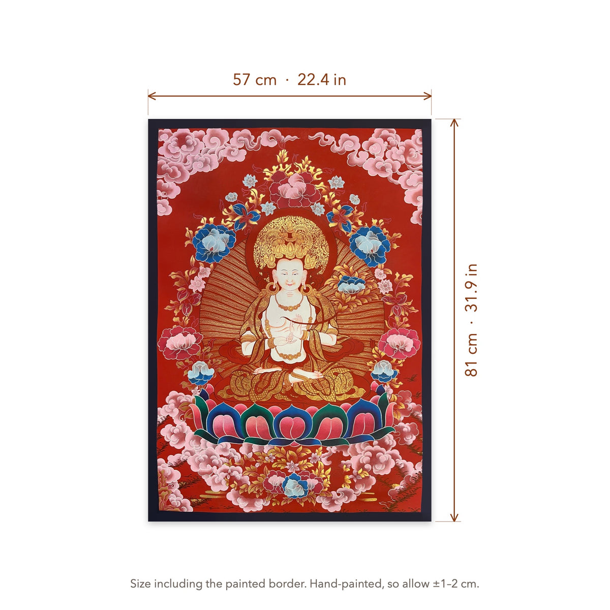 Size diagram: 57 × 81 cm (22.4 × 31.9 in), including the painted border