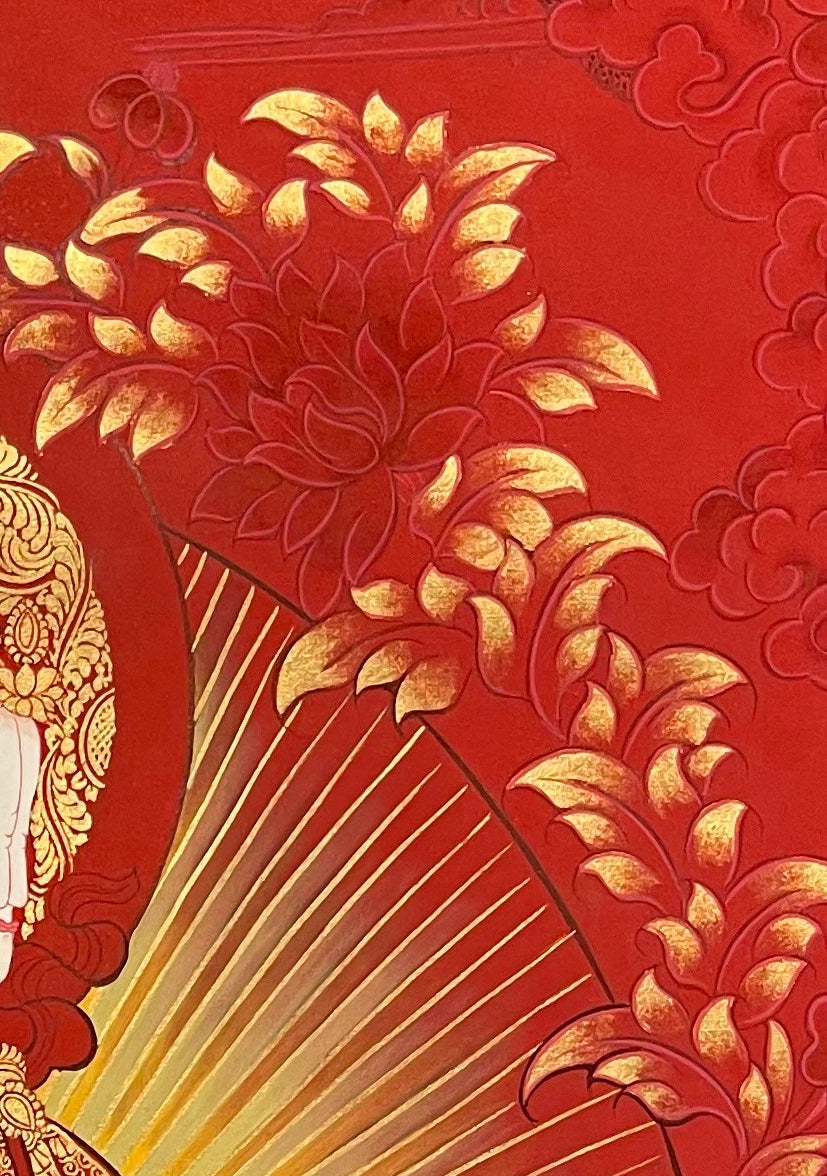 Vairocana thangka, detail: top-right corner