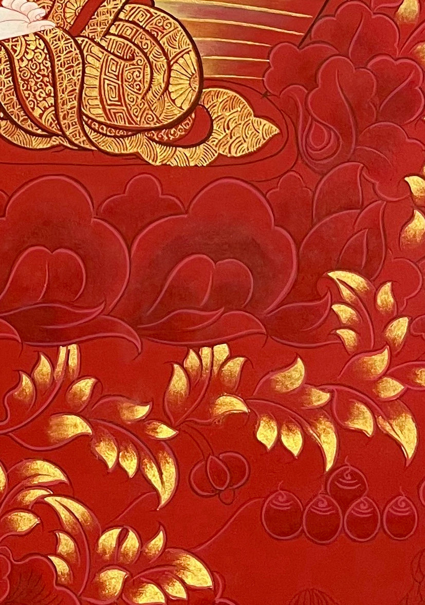 Vairocana thangka, detail: bottom-right corner