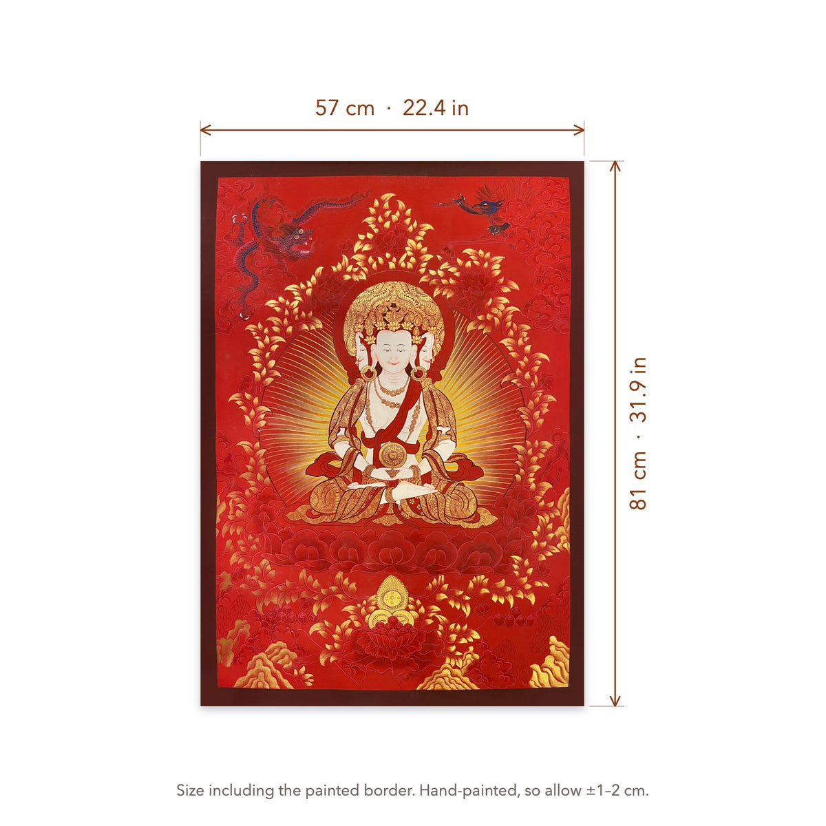 Size diagram: 57 × 81 cm (22.4 × 31.9 in), including the painted border