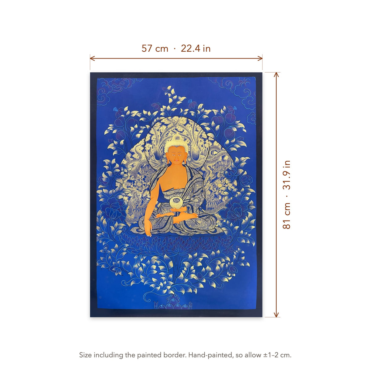 Size diagram: 57 × 81 cm (22.4 × 31.9 in), including the painted border
