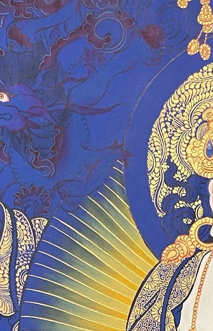 Mahasthamaprapta thangka, detail: top-left corner