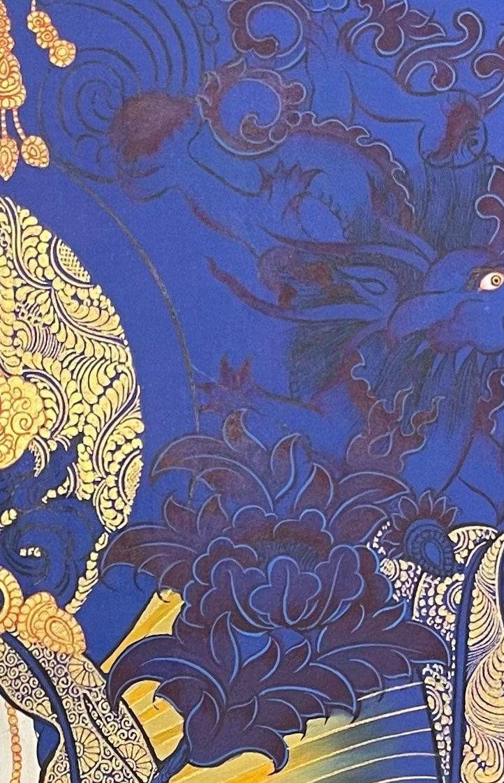 Mahasthamaprapta thangka, detail: top-right corner
