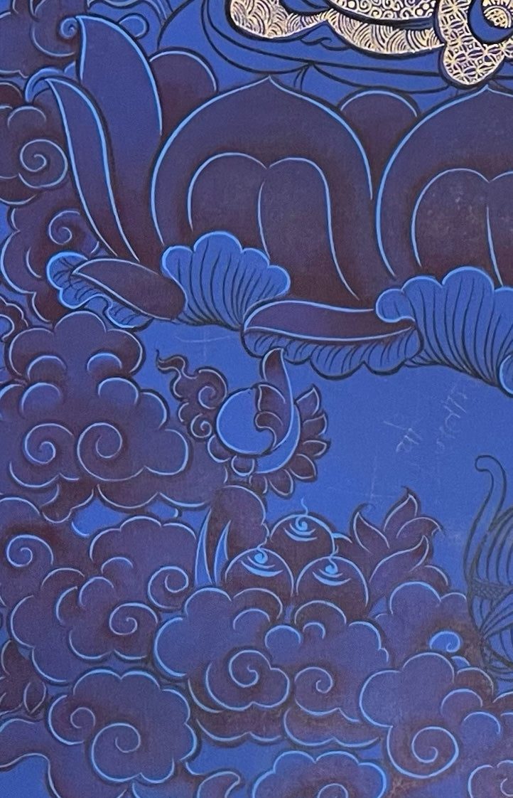 Mahasthamaprapta thangka, detail: bottom-left corner