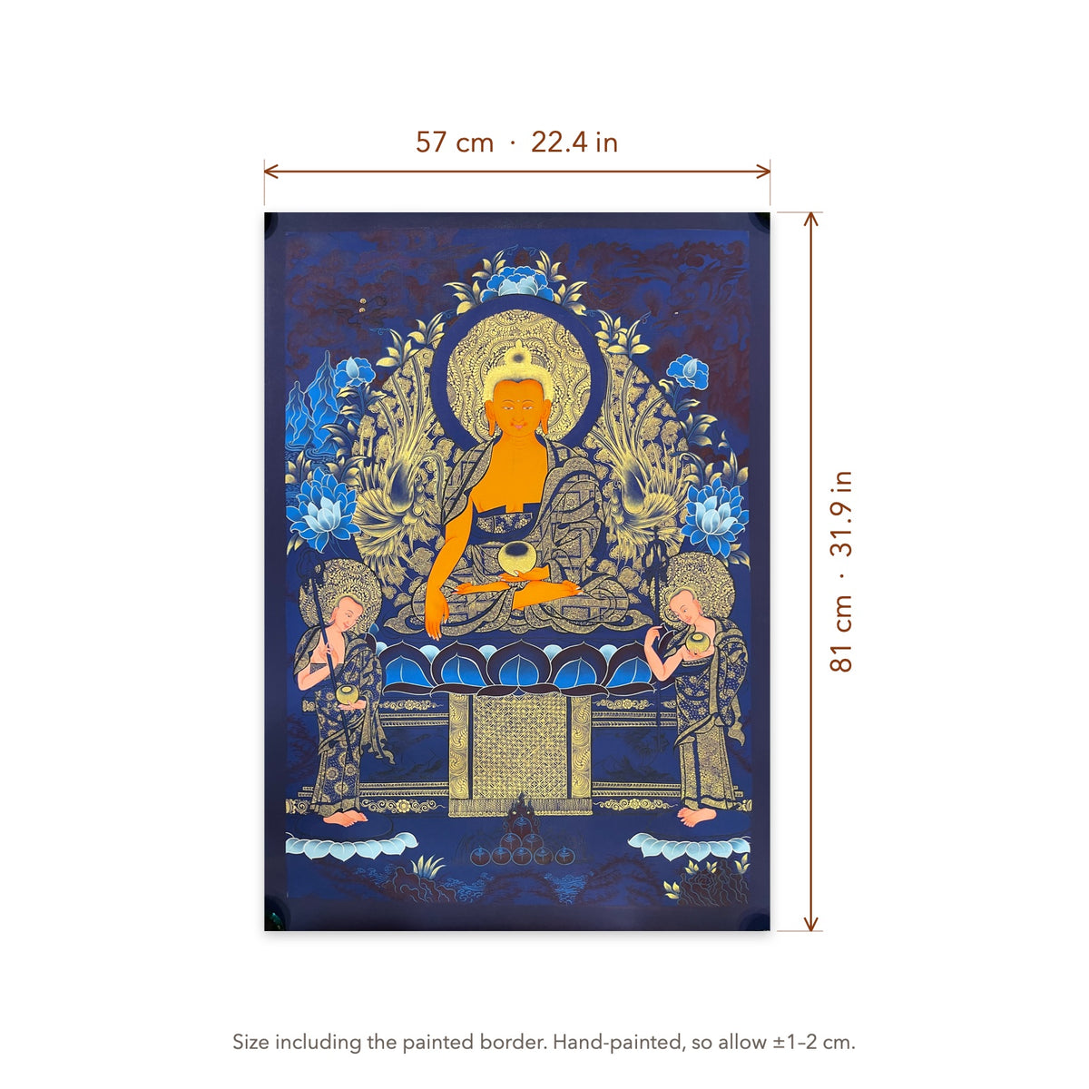 Size diagram: 57 × 81 cm (22.4 × 31.9 in), including the painted border