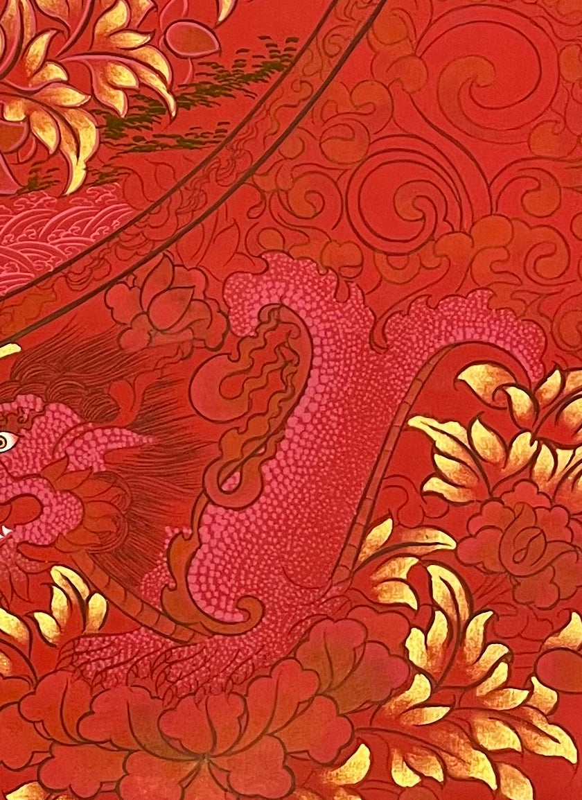 Vairocana thangka, detail: bottom-right corner