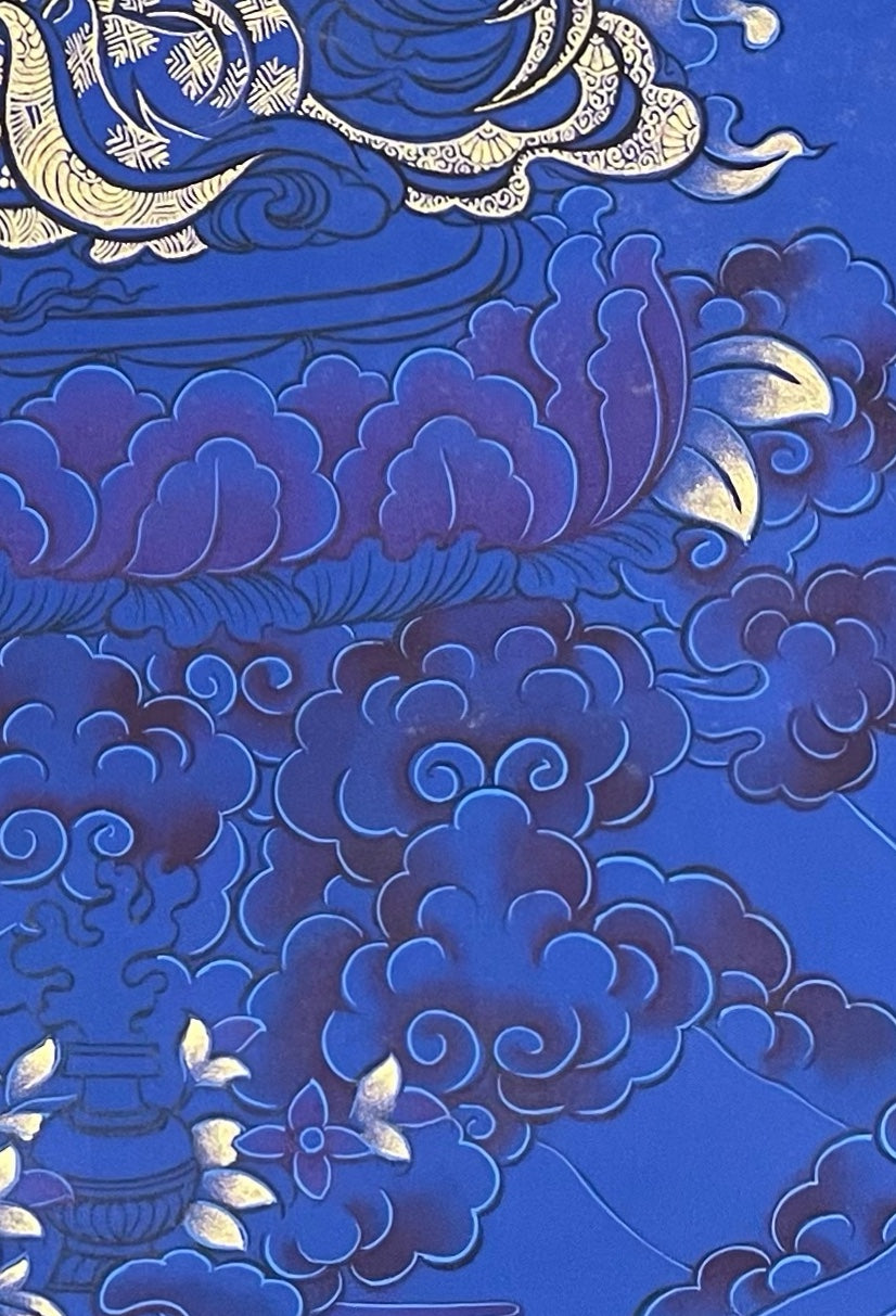 Green Tara thangka, detail: bottom-right corner
