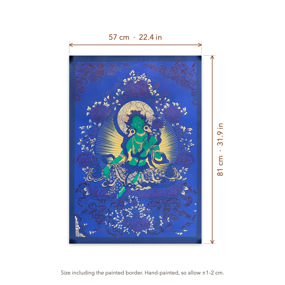 Size diagram: 57 × 81 cm (22.4 × 31.9 in), including the painted border