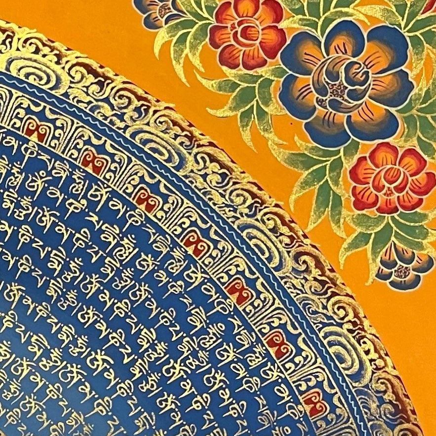 Lokeshwor Mantra Mandala thangka, detail: top-right corner
