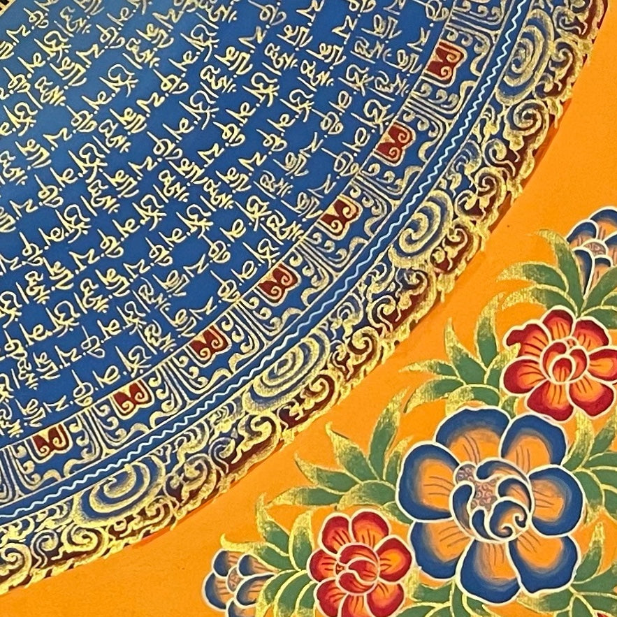 Lokeshwor Mantra Mandala thangka, detail: bottom-right corner