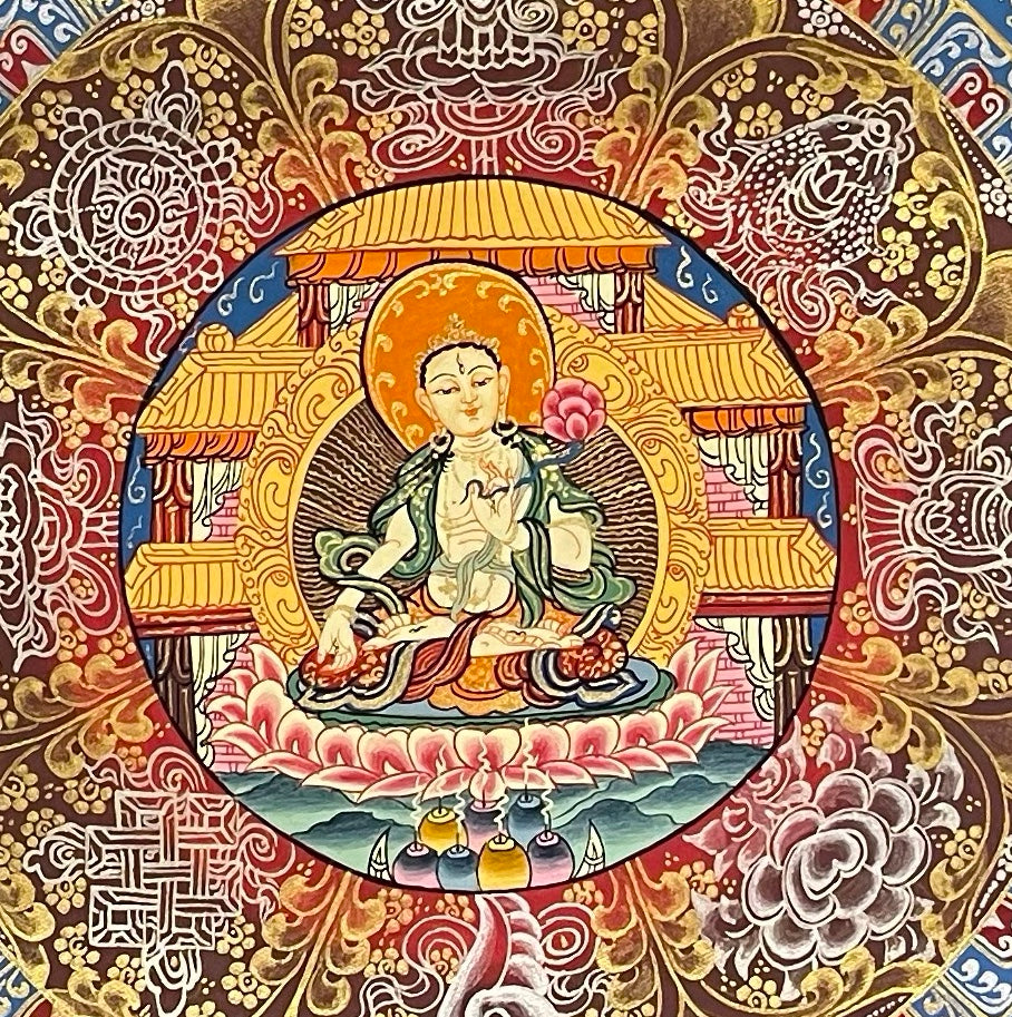 Mantra Mandala thangka, detail: centre