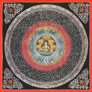 White Tara Mantra Mandala Thangka – 56×56 cm, Fine Grade · ET-6315
