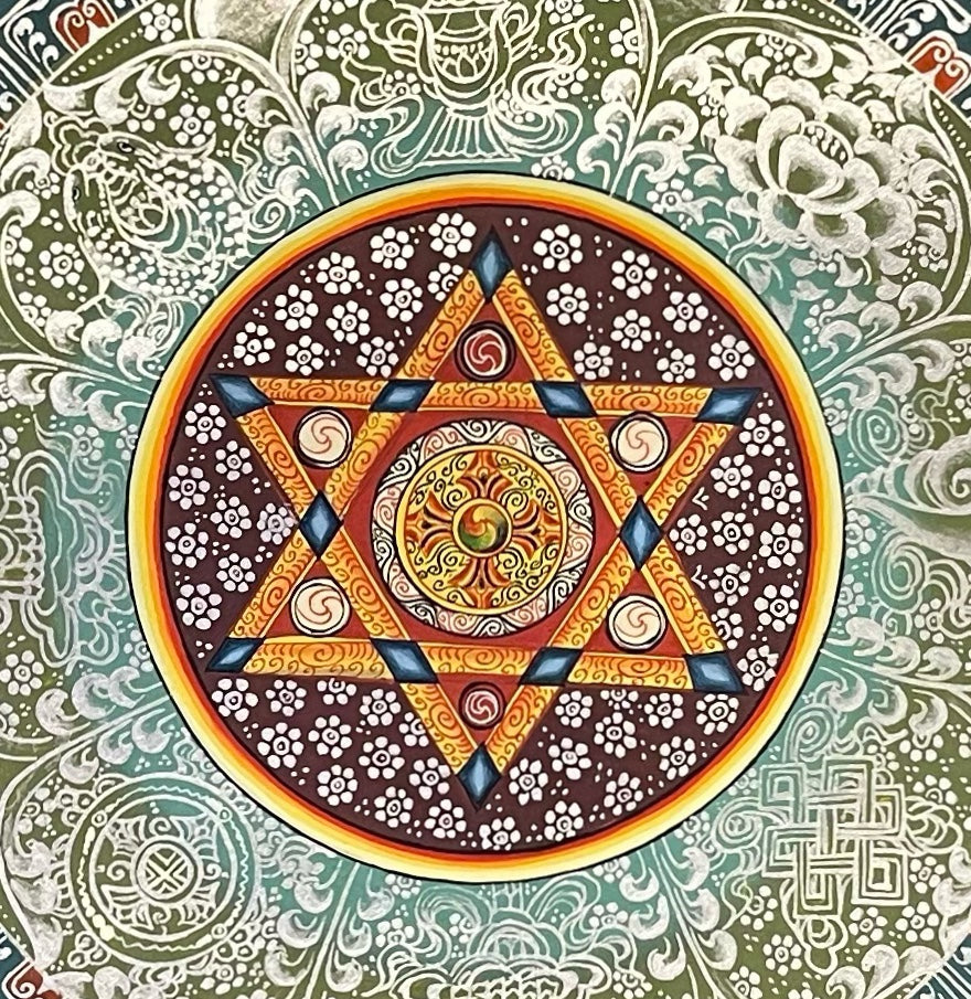 Mantra Mandala thangka, detail: centre