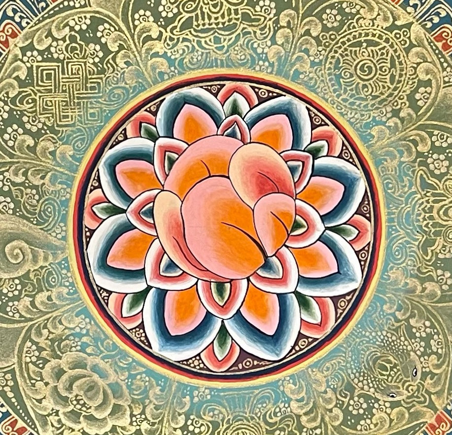 Mantra Mandala thangka, detail: centre