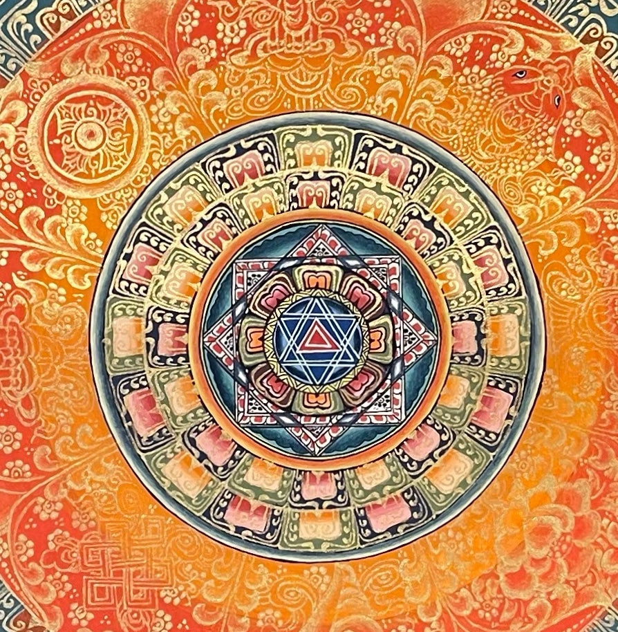 Mantra Mandala thangka, detail: centre