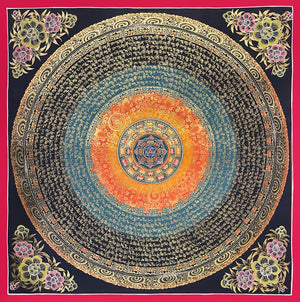 Mantra Mandala Thangka – 56×56 cm, Classic Grade