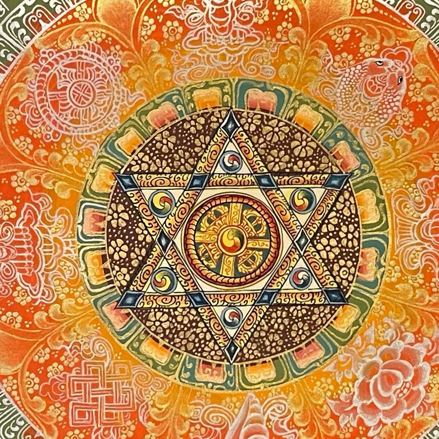 Mantra Mandala thangka, detail: centre