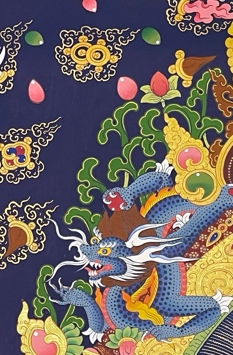 Chenrezig thangka, detail: top-left corner