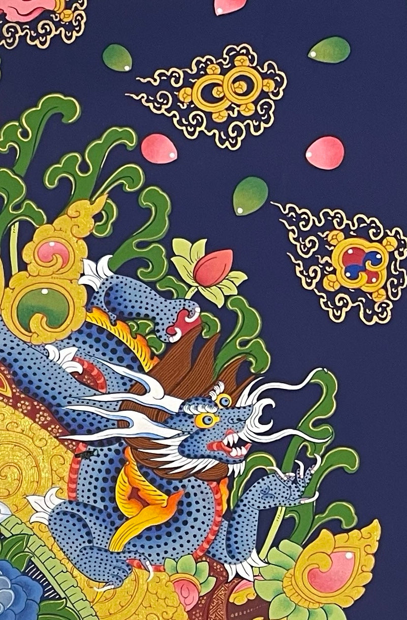 Chenrezig thangka, detail: top-right corner
