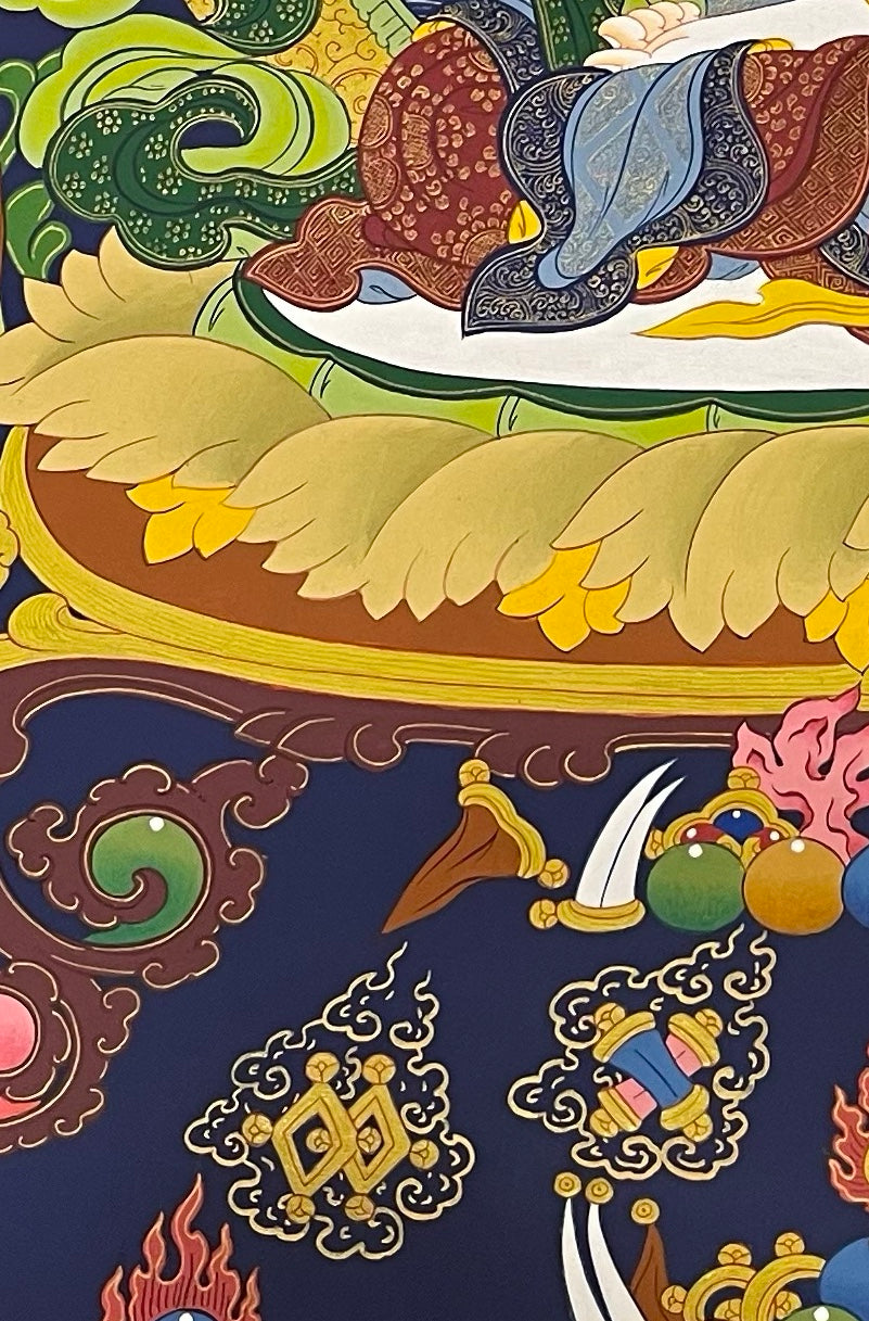 Chenrezig thangka, detail: bottom-left corner