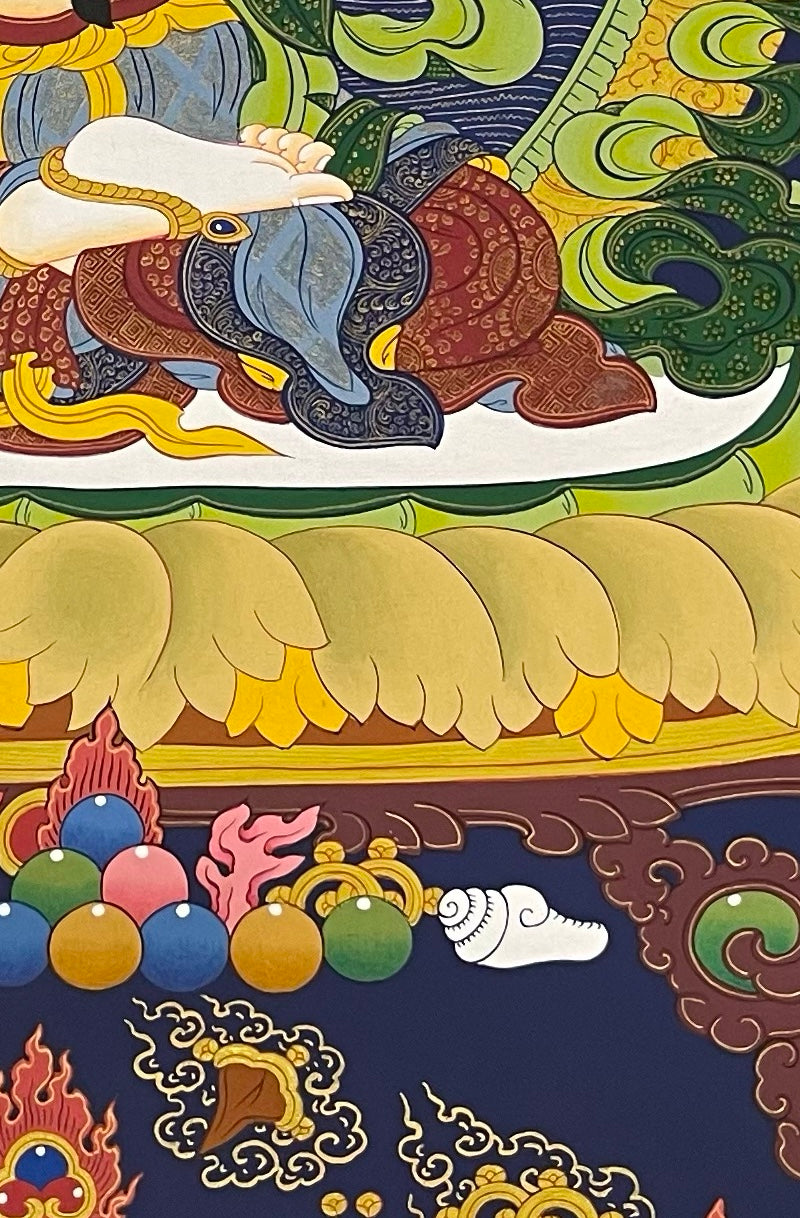 Chenrezig thangka, detail: bottom-right corner