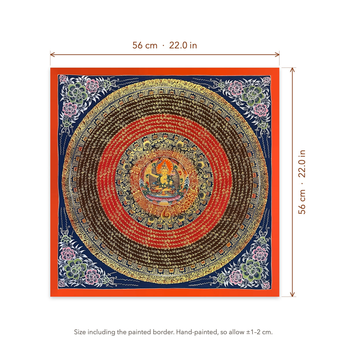 Size diagram: 56 × 56 cm (22.0 × 22.0 in), including the painted border
