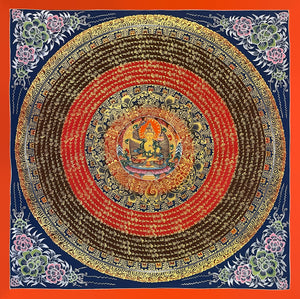 Manjushri Mantra Mandala Thangka – 56×56 cm, Fine Grade