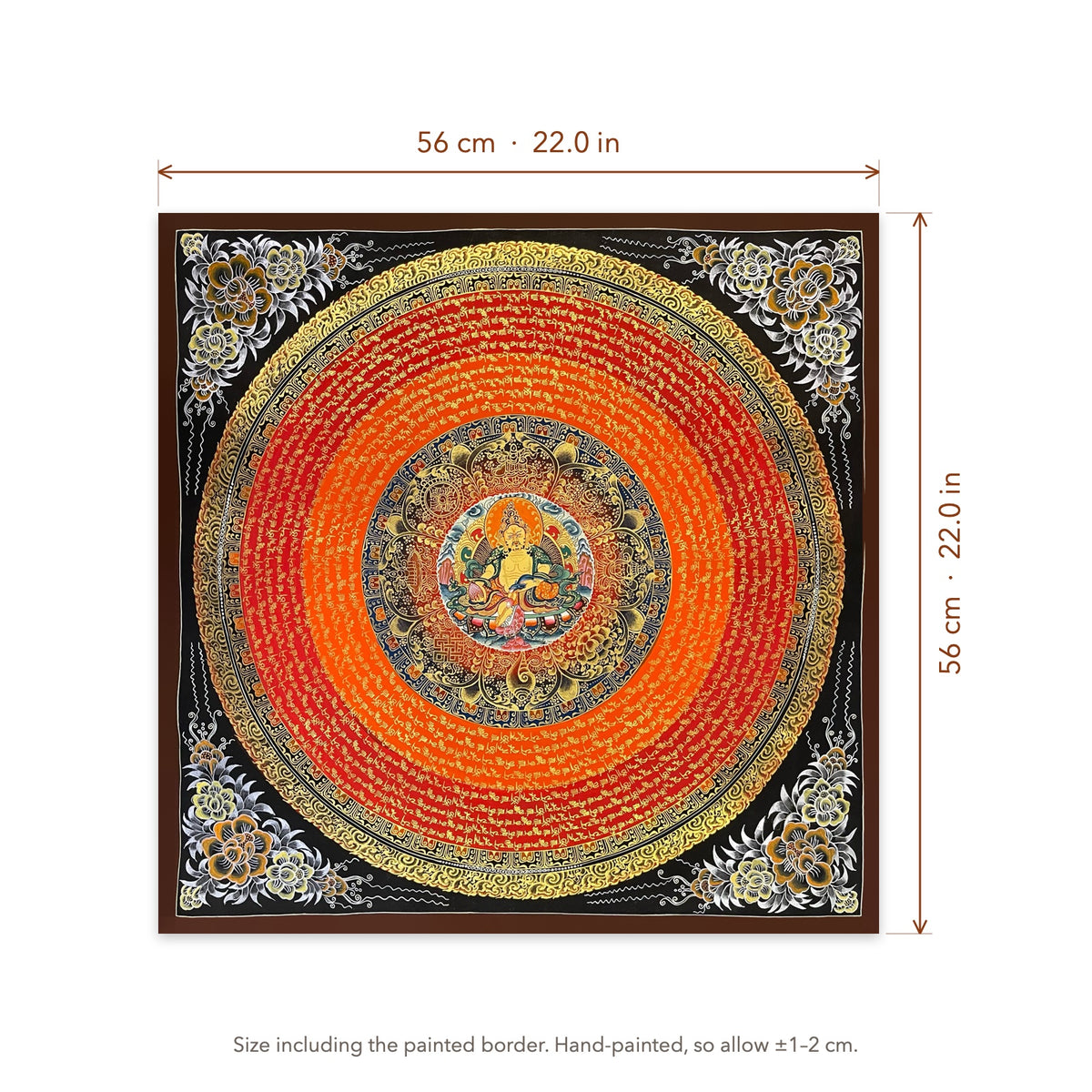 Size diagram: 56 × 56 cm (22.0 × 22.0 in), including the painted border