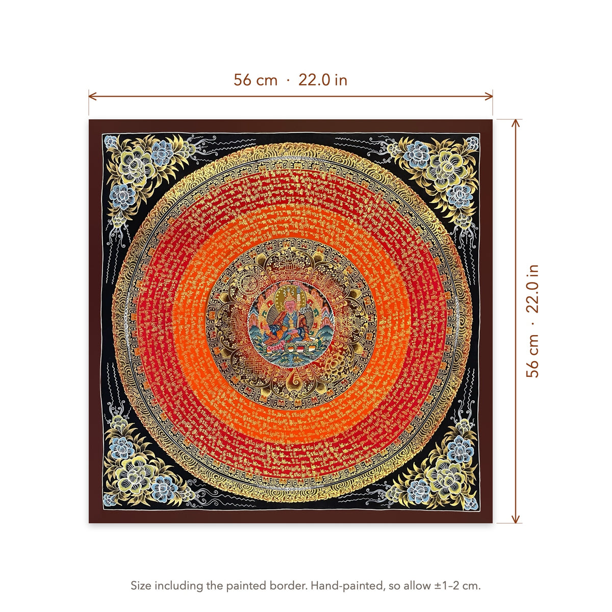 Size diagram: 56 × 56 cm (22.0 × 22.0 in), including the painted border