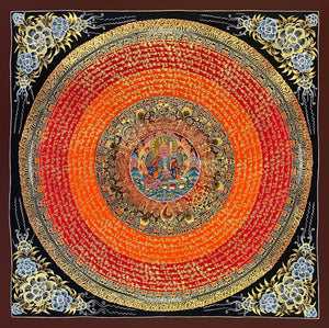 Padmasambhava Mantra Mandala Thangka – 56×56 cm, Fine Grade